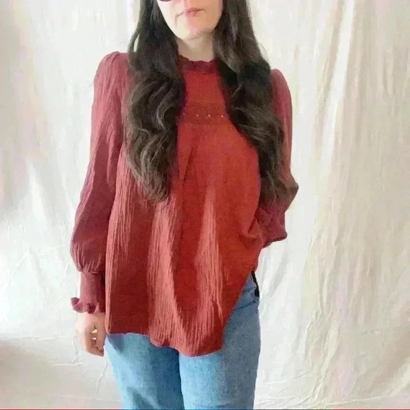Bohemian‎ long sleeve rust top - Picture 1 of 10